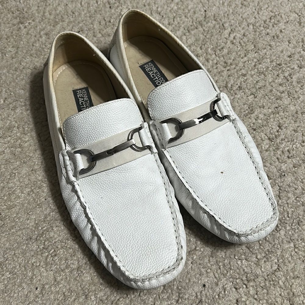 Kenneth Cole Reaction White Leather Bit Loafers